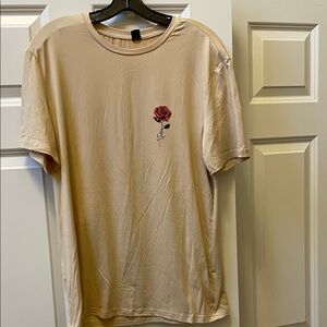 SHEIN Neutral Rose Graphic Tee - Beige Short Sleeve Shirt